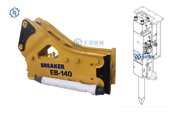 EB140 ค้อนทุบไฮดรอลิกแบบด้านบนด้านบน 25t Excavator Attachment SB81